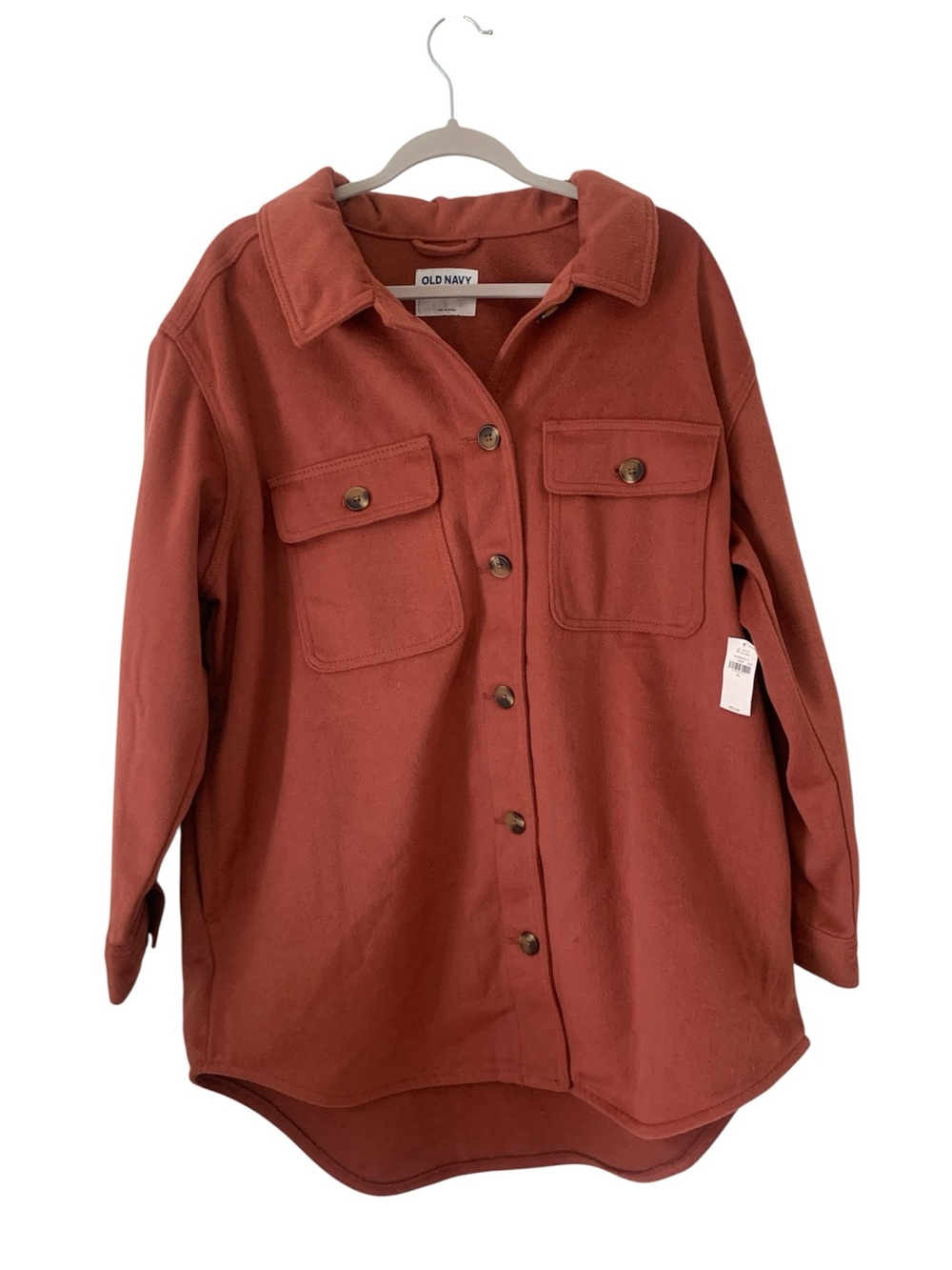 Old Navy NWT Soft Brushed Utility Shacket Terracotta Wool Blend Oversized XL